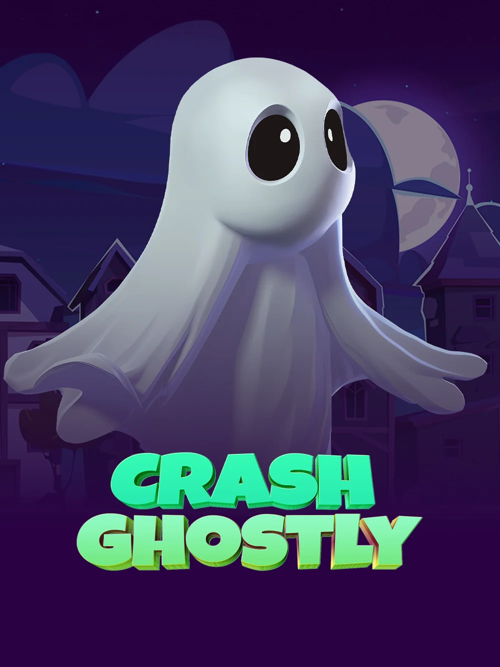 Tarjeta de juego crash con atmósfera fantasmal y acentos coral.